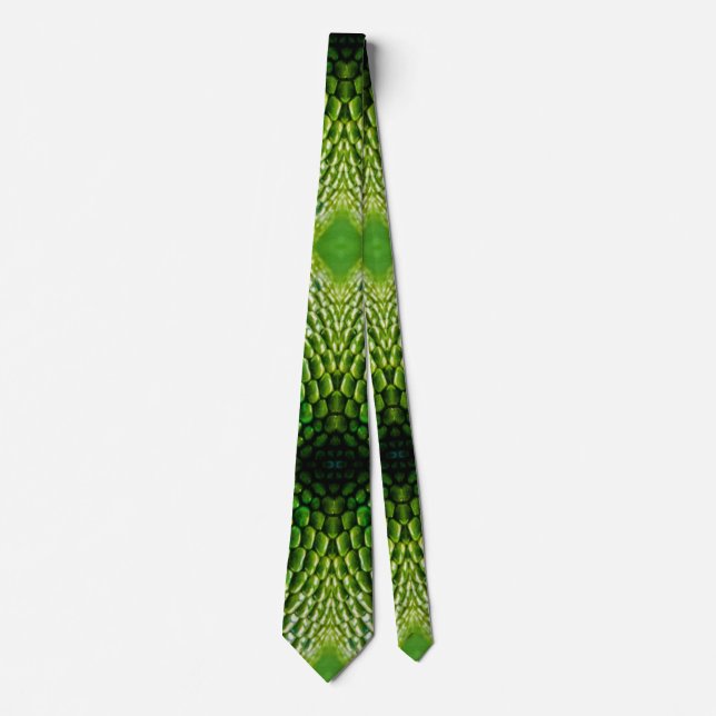 Green Snake Skin Scales Print Novelty Party  Neck Tie (Front)
