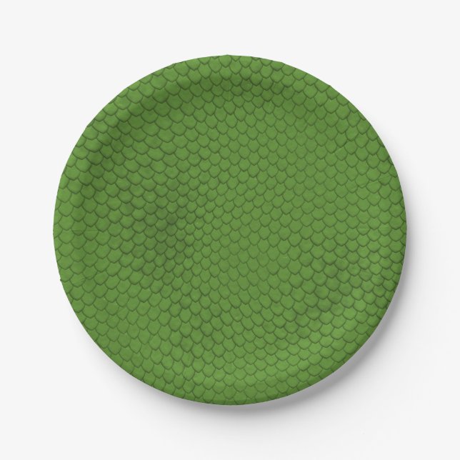 Green Snake Skin Texture Paper Plates (Front)