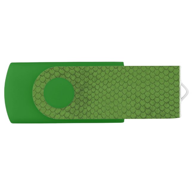 Green Snake Skin Texture USB Flash Drive (Front)
