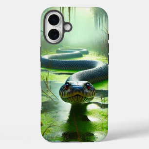 Green Snake Striking Swamp iPhone 16 Plus Case