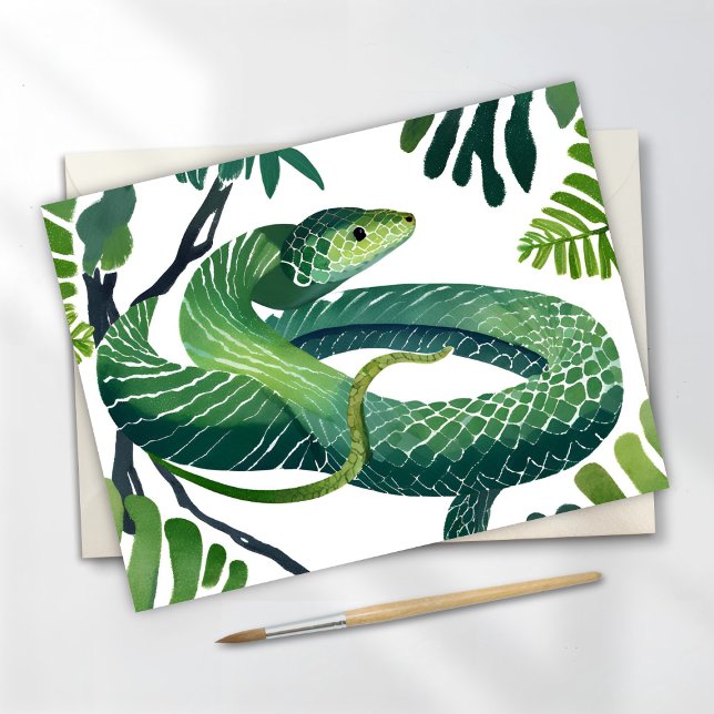 Green Snake | Year of the Snake Watercolor Postcard (Creator Uploaded)