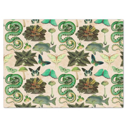 Green Snakes Fish and Butterfly Decoupage Tissue Paper