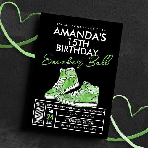 Green Sneaker Ball Birthday Invitation