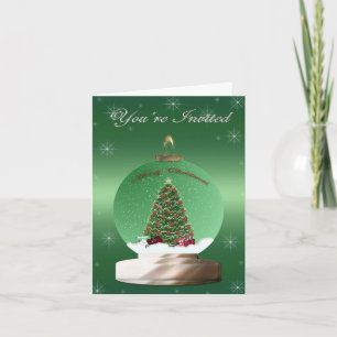 Green Snow Globe Invitation