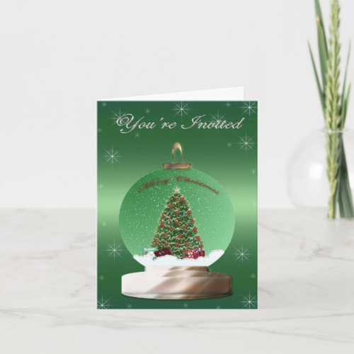 Green Snow Globe Invitation