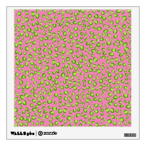 Green Snow Leopard Pattern Pink Animal Print Wall Decal