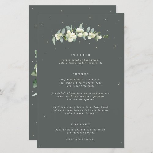 Green SnowberryEucalyptus 3 Course Wedding Menu