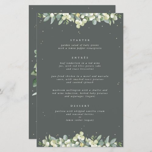 Green SnowberryEucalyptus 3 Course Wedding Menu