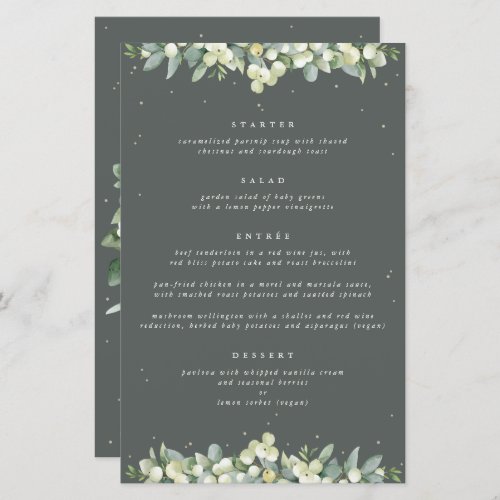 Green SnowberryEucalyptus 4 Course Wedding Menu