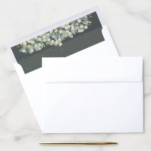 Green Snowberry+Eucalyptus A10 (8.75x6.5” Invite) Envelope Liner