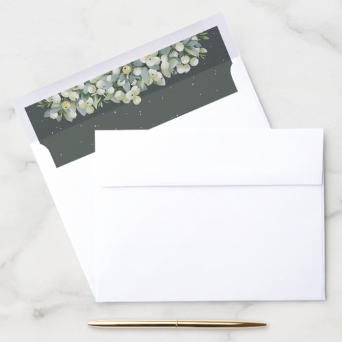 Green SnowberryEucalyptus A10 875x65 Invite Envelope Liner