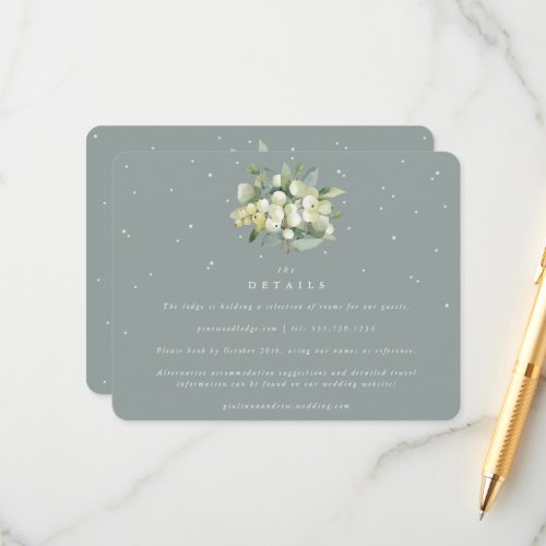 Green SnowberryEucalyptus Bouquet Wedding Details Enclosure Card