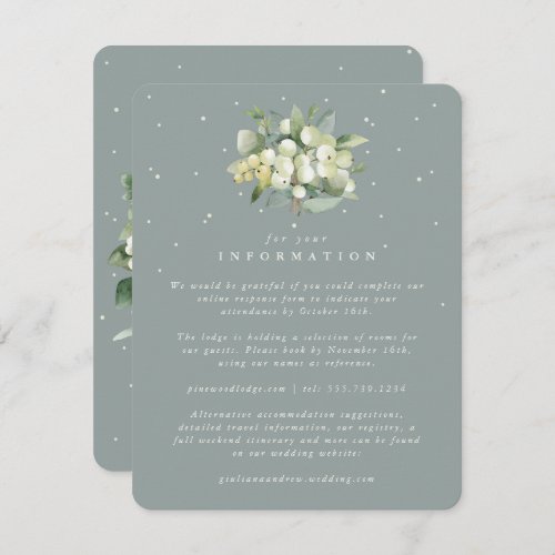 Green SnowberryEucalyptus Bouquet Wedding Info Enclosure Card