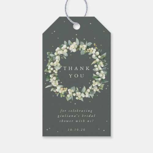 Green SnowberryEucalyptus Bridal Shower Thank You Gift Tags