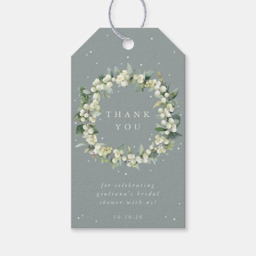 Green SnowberryEucalyptus Bridal Shower Thank You Gift Tags