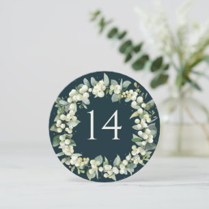 Green Snowberry+Eucalyptus Christmas Table Number