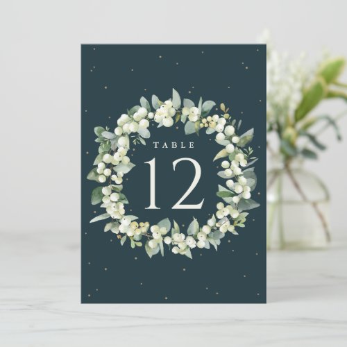 Green SnowberryEucalyptus Christmas Table Number