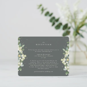 Green Snowberry+Eucalyptus Edged Wedding Reception Enclosure Card