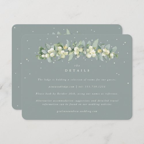 Green SnowberryEucalyptus Garland Wedding Details Enclosure Card