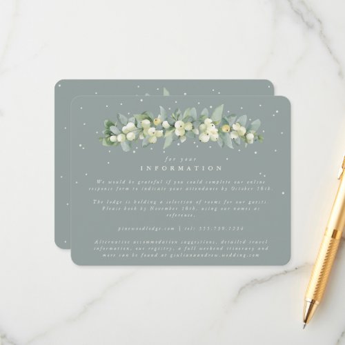Green SnowberryEucalyptus Garland Wedding Info Enclosure Card