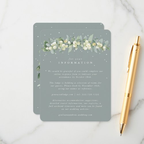 Green SnowberryEucalyptus Garland Wedding Info Enclosure Card