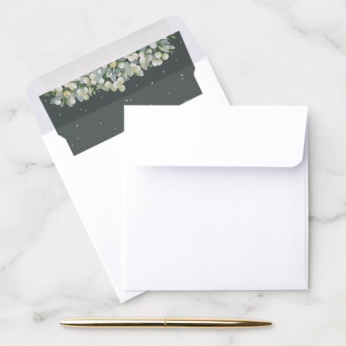 Green SnowberryEucalyptus Square 525 cards Envelope Liner