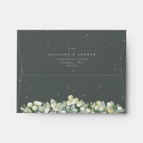 Green SnowberryEucalyptus Wedding A2 Enclosure Envelope