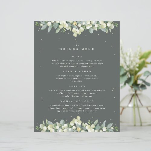 Green SnowberryEucalyptus Wedding Drinks Menu