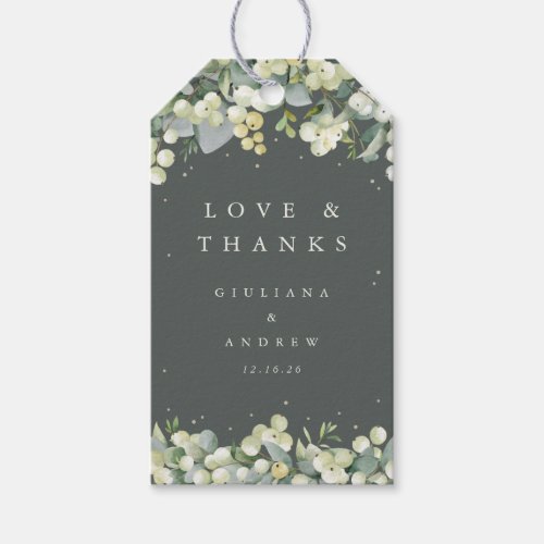 Green SnowberryEucalyptus Wedding Love  Thanks Gift Tags