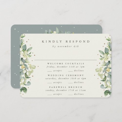 Green SnowberryEucalyptus Wedding Multi_Event RSVP Card