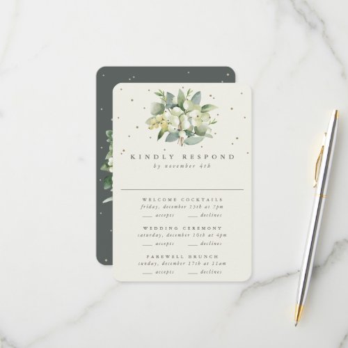 Green SnowberryEucalyptus Wedding Multi_Event RSVP Card