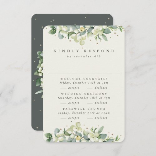 Green SnowberryEucalyptus Wedding Multi_Event RSVP Card