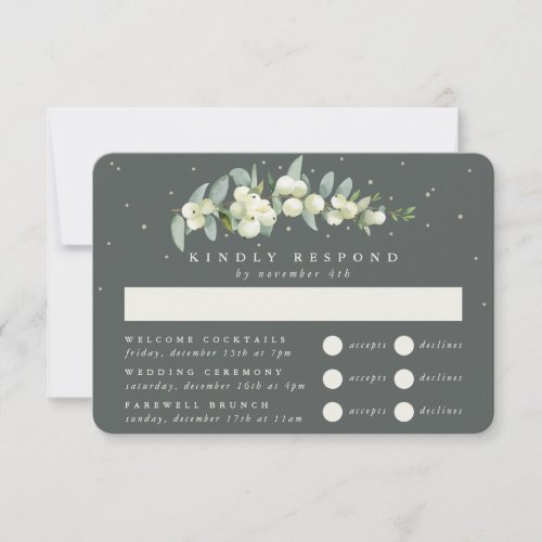 Green SnowberryEucalyptus Wedding Multi_Event RSVP Card