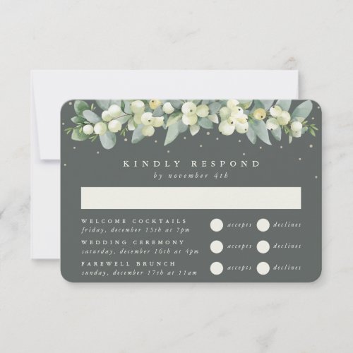 Green SnowberryEucalyptus Wedding Multi_Event RSVP Card