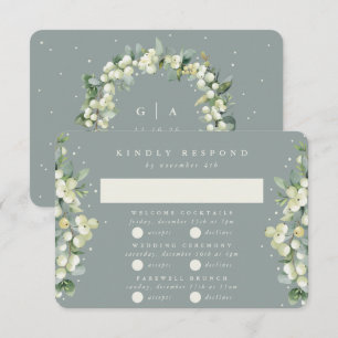 Green Snowberry+Eucalyptus Wedding Multi-Event RSVP Card