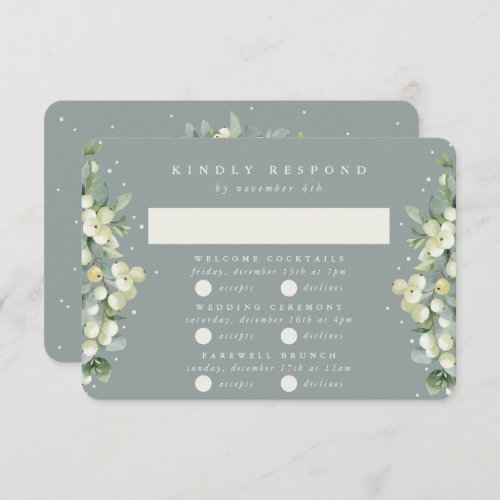 Green SnowberryEucalyptus Wedding Multi_Event RSVP Card