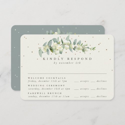 Green SnowberryEucalyptus Wedding Multi_Event RSVP Card