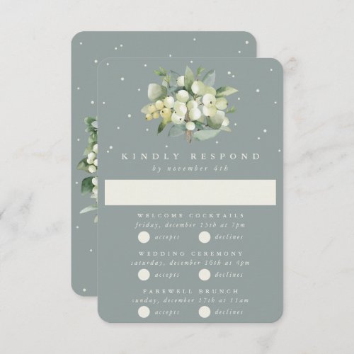 Green SnowberryEucalyptus Wedding Multi_Event RSVP Card