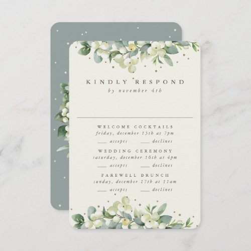 Green SnowberryEucalyptus Wedding Multi_Event RSVP Card