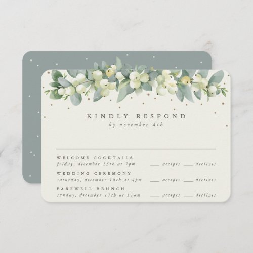 Green SnowberryEucalyptus Wedding Multi_Event RSVP Card