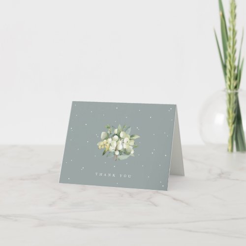 Green SnowberryEucalyptus Wedding Note Thank You Card