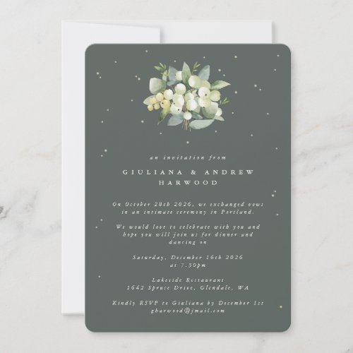 Green SnowberryEucalyptus Wedding Reception Invitation