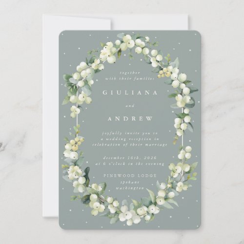 Green SnowberryEucalyptus Wedding Reception Only Invitation