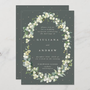 Green Snowberry+Eucalyptus Wedding Reception Only Invitation