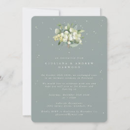 Green Snowberry+Eucalyptus Wedding Reception Photo Invitation