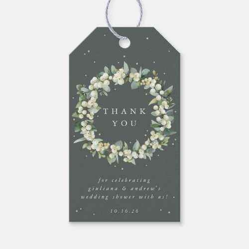 Green SnowberryEucalyptus Wedding Shower Thanks Gift Tags