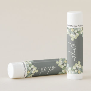 Green Snowberry+Eucalyptus Winter Wedding Favor Lip Balm