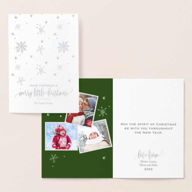 Green Snowflake | 3 Photo Christmas Foil Card (Display)