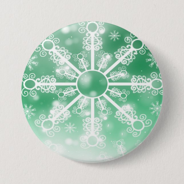 Green Snowflake Button (Front)
