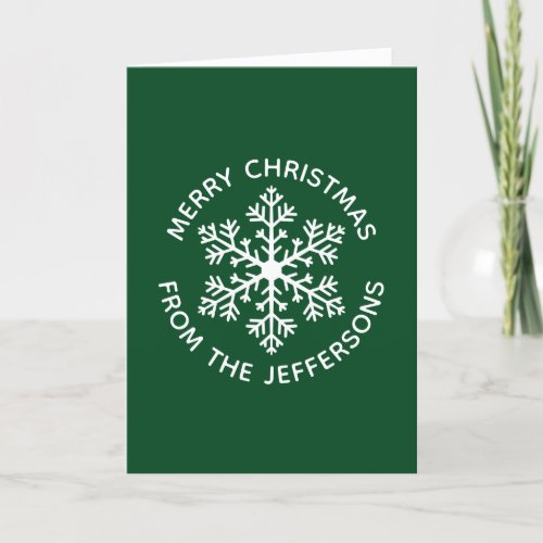 Green Snowflake Christmas Card